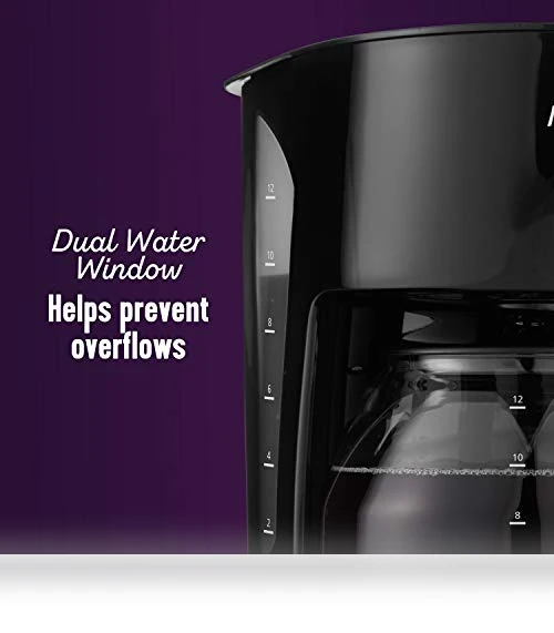 12-Cup Black Coffee Maker with Auto Pause and Glass Carafe — Coffee Makers, Mr. Coffee