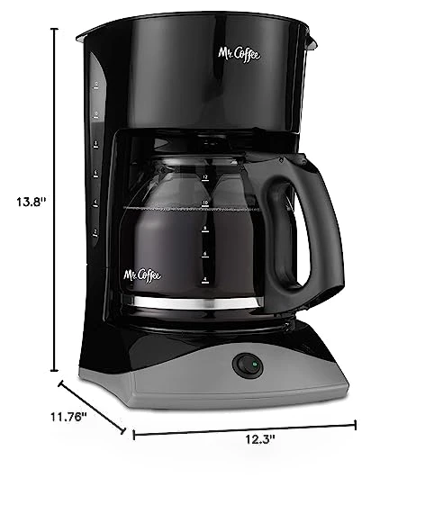 12-Cup Black Coffee Maker with Auto Pause and Glass Carafe — Coffee Makers, Mr. Coffee