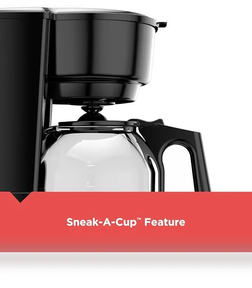 12-Cup Coffee Maker with Easy On/Off Switch, Non-Drip Carafe — Coffee Makers, BLACK+DECKER