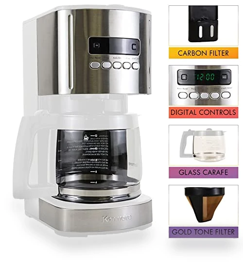 12 Cup Programmable Drip Coffee Maker with Reusable Filter — Coffee Makers, Koolatron