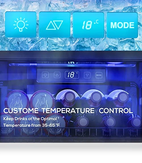 120 Cans Freestanding Mini Fridge Cooler with Glass Door — Drink Coolers, Manastin