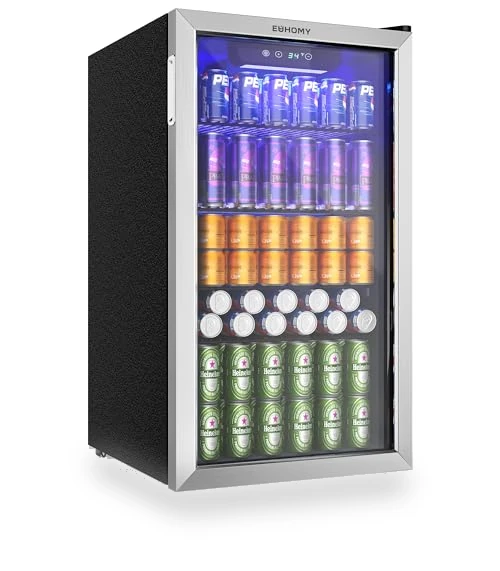 126 Can Mini Beverage Refrigerator with Glass Door — Drink Coolers, EUHOMY