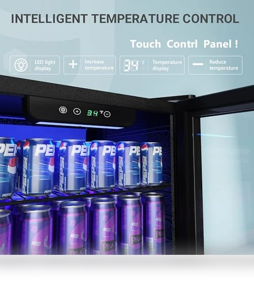 126 Can Mini Beverage Refrigerator with Glass Door — Drink Coolers, EUHOMY