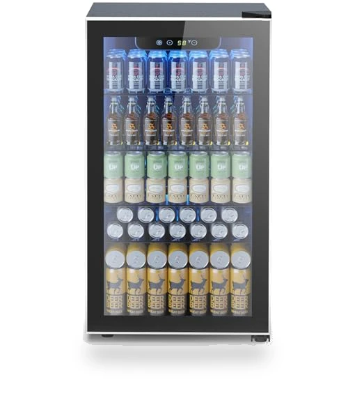 130 Can Beverage Refrigerator Cooler, 3.2 Cu.Ft Drink Fridge with Adjustable Temperature — Drink Coolers, Electactic