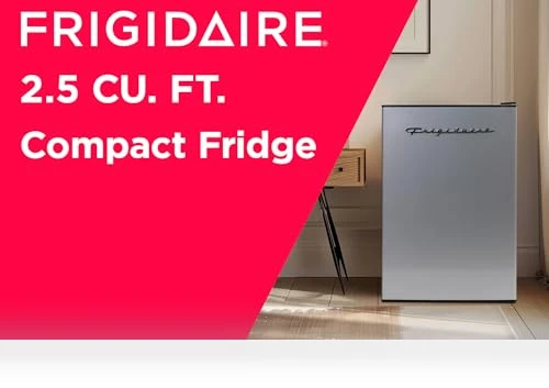 2.5 cu ft Compact Refrigerator with Freezer, Stainless Steel — Mini Fridges, Frigidaire