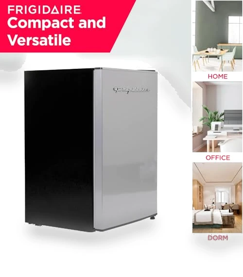 2.5 cu ft Compact Refrigerator with Freezer, Stainless Steel — Mini Fridges, Frigidaire