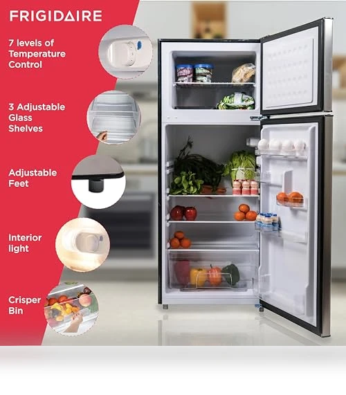 2 Door Apartment Size Refrigerator Freezer Combo, 7.5 cu ft, Stainless Steel — Cooling Solutions, Frigidaire