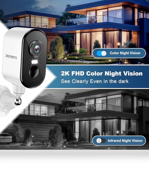 360° Pan Rotating 2K Wireless Outdoor Security Camera with AI Motion Detection — Smart Home Security, ZEEPORTE SECURITY