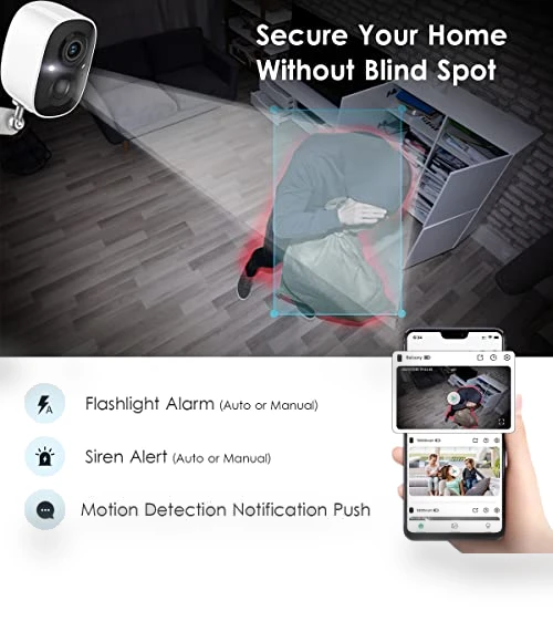 2K Wireless Outdoor Security Camera with Color Night Vision and AI Motion Detection — Motion Sensors, GMK