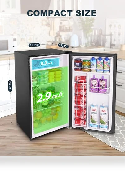 3.2 Cu.Ft Mini Fridge with Freezer, Adjustable Thermostat, Single Door Compact Refrigerator — Mini Fridges, Upstreman