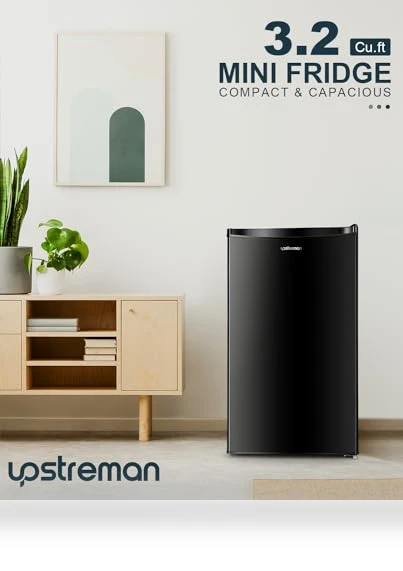 3.2 Cu.Ft Mini Fridge with Freezer, Adjustable Thermostat, Single Door Compact Refrigerator — Mini Fridges, Upstreman
