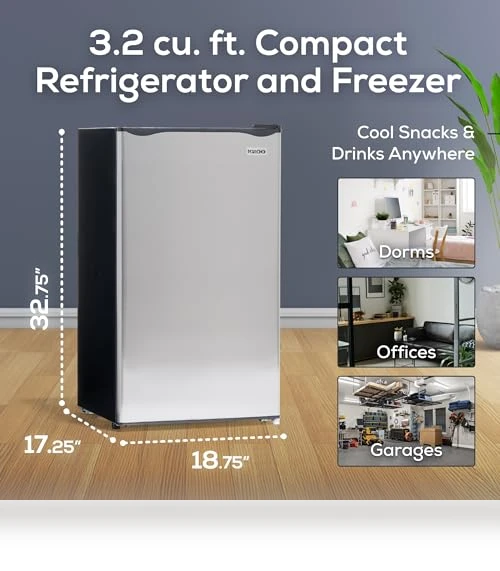 3.2 Cu.Ft. Compact Refrigerator with Freezer - Slide Out Glass Shelf — Mini Fridges, Igloo