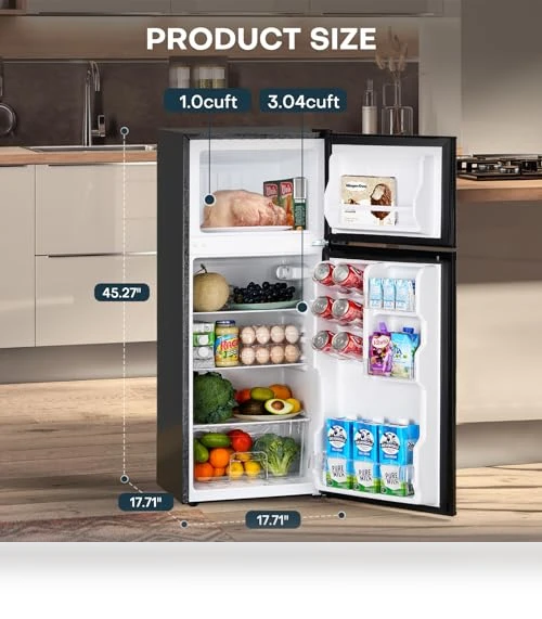 4.0 Cu.Ft. Mini Fridge with Freezer, Double Door Small Refrigerator — Mini Fridges, Upstreman