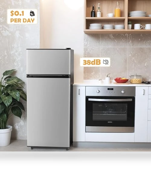 4.5 Cu.Ft Mini Fridge with Freezer, 2 Doors, Adjustable Shelves — Mini Fridges, Manastin