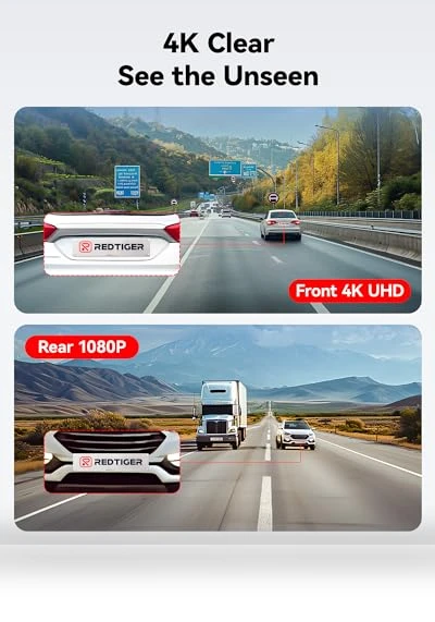 4K/2.5K Full HD Dash Camera for Cars with Front and Rear Recording — Dashboard Cameras, REDTIGER