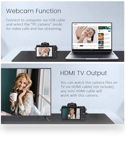 4K Digital Camera for Photography & Video with WiFi, 64MP, Touch Screen, 32GB Card — Compact Digital Cameras, Saneen