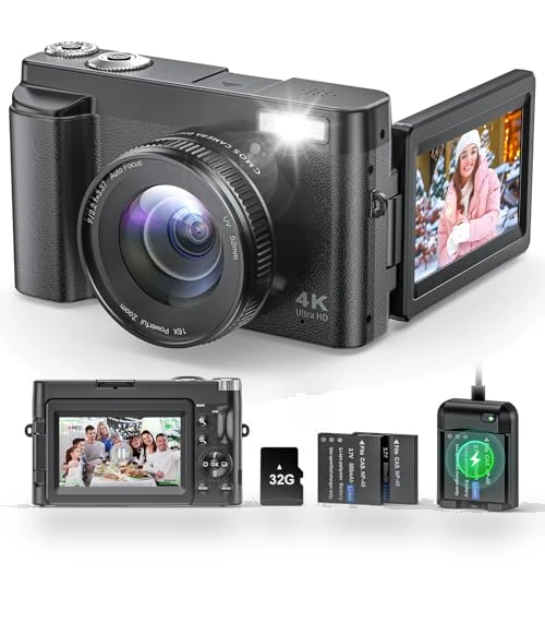 4K Digital Camera for Photography and Video with Autofocus and Anti-Shake — Compact Digital Cameras, Zostuic