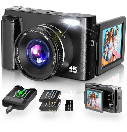 4K Digital Camera for Photography Autofocus with 180° Flip Screen — Mirrorless Cameras, Duluvulu