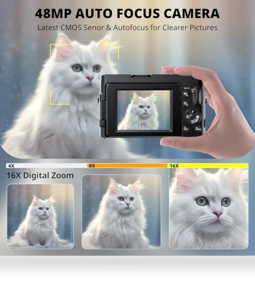 4K Digital Camera for Photography Autofocus with 180° Flip Screen — Mirrorless Cameras, Duluvulu