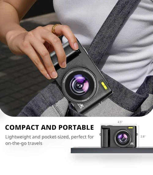 4K Digital Camera for Photography Autofocus with 180° Flip Screen — Mirrorless Cameras, Duluvulu