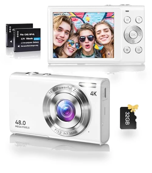4K Vlogging Camera with Autofocus 48MP UHD, 16X Digital Zoom, Anti-Shake — Compact Digital Cameras, FJFJOPK
