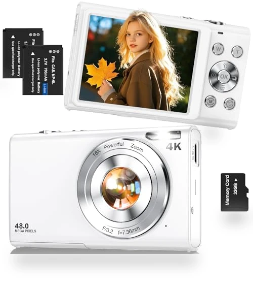 4K Autofocus Digital Camera with 16X Zoom and 32GB Card — Compact Digital Cameras, Lecnippy