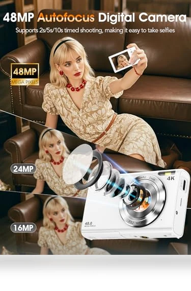 4K Autofocus Digital Camera with 16X Zoom and 32GB Card — Compact Digital Cameras, Lecnippy