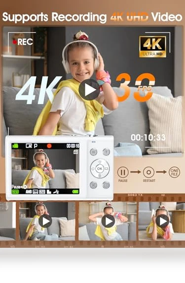4K Autofocus Digital Camera with 16X Zoom and 32GB Card — Compact Digital Cameras, Lecnippy