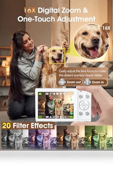 4K Autofocus Digital Camera with 16X Zoom and 32GB Card — Compact Digital Cameras, Lecnippy