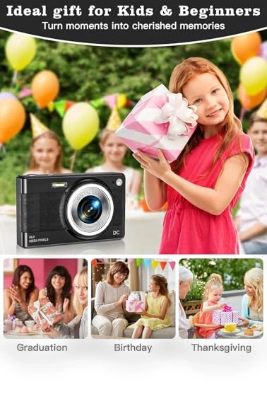 56MP FHD 1080P Digital Camera for Kids with 16x Zoom Anti Shake — Portable Media Devices & Accessories, Fleafer