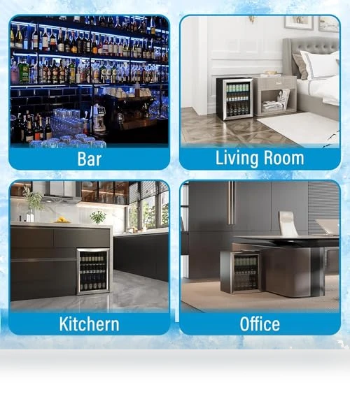 76 Can Mini Fridge with Glass Door, Adjustable Shelves — Drink Coolers, Erivess