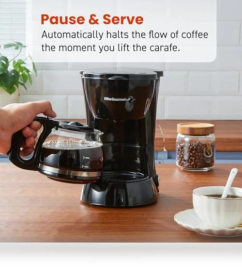 Automatic 4-Cup Brew & Drip Coffee Maker with Pause N Serve — Single-Cup Coffee Makers, Elite Gourmet