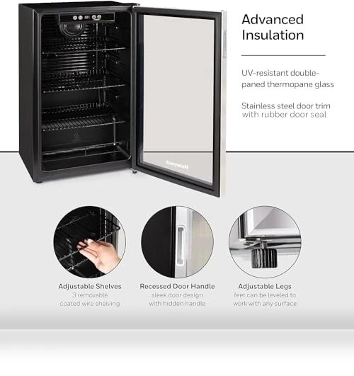 115 Can Beverage Refrigerator and Cooler with Glass Door — Mini Fridges, Honeywell