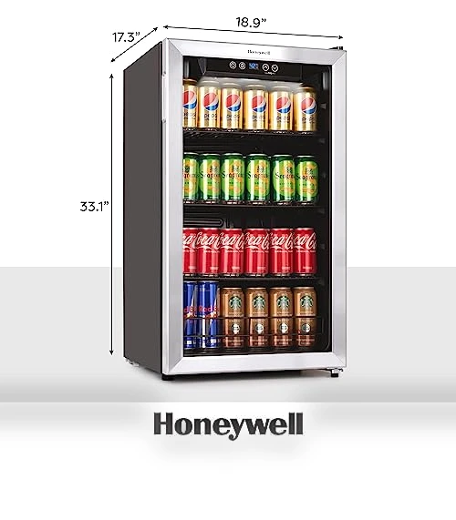 115 Can Beverage Refrigerator and Cooler with Glass Door — Mini Fridges, Honeywell