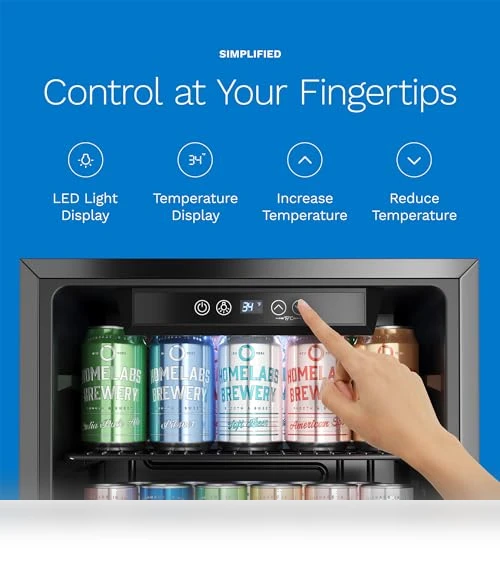 Mini Beverage Refrigerator with Glass Door - 120 Cans Capacity — Drink Coolers, hOmeLabs