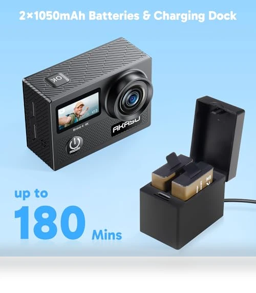 4K30fps WiFi Action Camera with Waterproof Case and Accessories — Adventure & Sports Cameras, AKASO