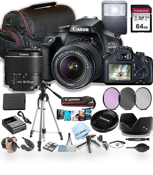DSLR Camera Bundle with 18-55mm Lens, 64GB Memory, and Accessories (Renewed) — Professional DSLR Cameras, Canon