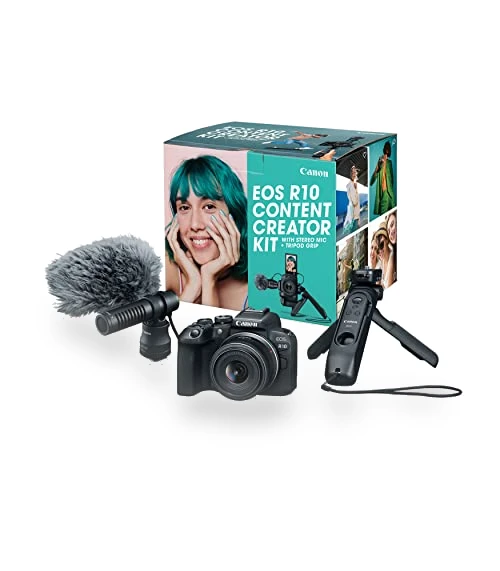 Mirrorless Vlogging Camera with Lens, Tripod and Microphone, 24.2MP, 4K Video — Professional DSLR Cameras, Canon