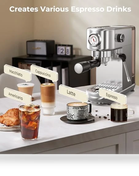 20 Bar Professional Espresso Machine with Milk Frother — Coffee & Espresso Combos, Atatix