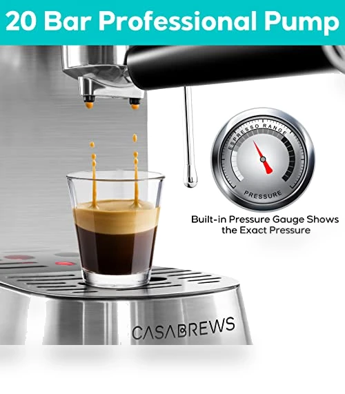 20 Bar Espresso Machine with Steam Milk Frother — Coffee & Espresso Combos, CASABREWS