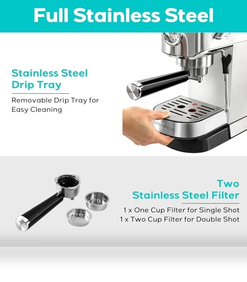 20 Bar Espresso Machine with Steam Milk Frother — Coffee & Espresso Combos, CASABREWS