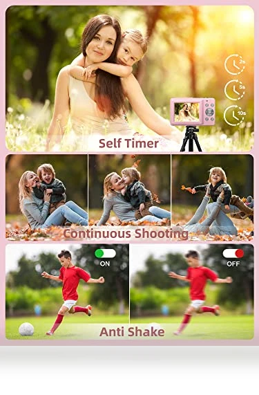 FHD 1080P Digital Camera with 16X Zoom Anti Shake, Compact Camera for Kids — Compact Digital Cameras, CAMKORY