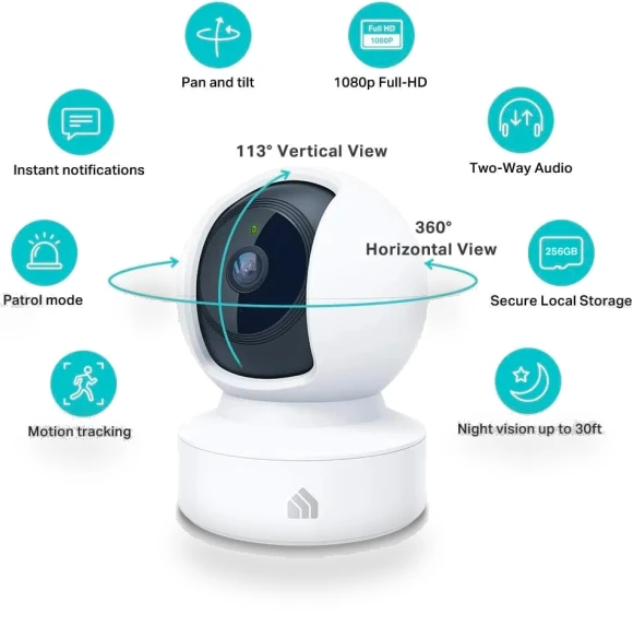 Indoor Pan/Tilt Smart Security Camera, 1080p HD with Night Vision, Motion Detection — Smart Home Security, TP-Link