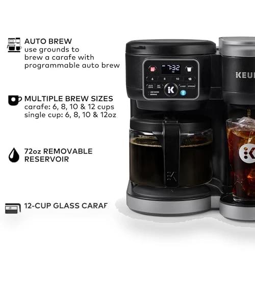 Hot & Iced Single Serve & Carafe Coffee Maker with MultiStream Technology — Coffee & Espresso Combos, Keurig