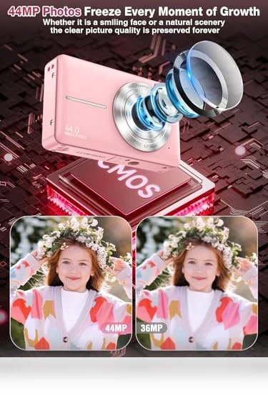 FHD 1080P Kids Camera 44MP Point and Shoot Digital Camera with 32GB Card — Portable Media Devices & Accessories, Nsoela