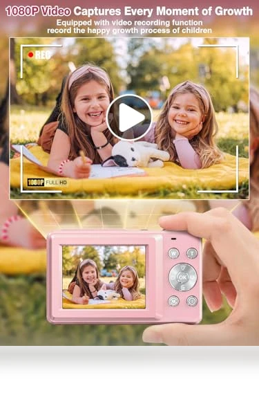 FHD 1080P Kids Camera 44MP Point and Shoot Digital Camera with 32GB Card — Portable Media Devices & Accessories, Nsoela