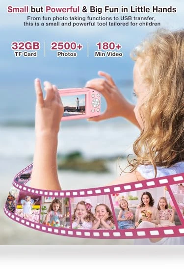 FHD 1080P Kids Camera 44MP Point and Shoot Digital Camera with 32GB Card — Portable Media Devices & Accessories, Nsoela