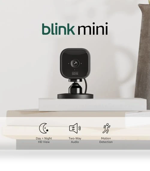 Compact indoor smart security camera, 1080p HD video, night vision, motion detection, two-way audio — Security Cameras, Blink