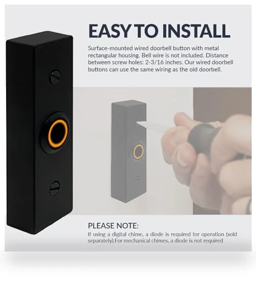 Rectangular Lighted Wired Metal Doorbell Button — Push Buttons, Newhouse Hardware