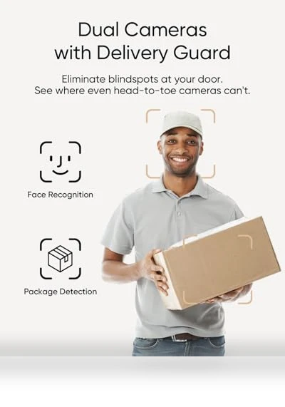 Video Doorbell with Dual Cameras, 2K Full HD, Battery Powered — Smart Home Security, eufy